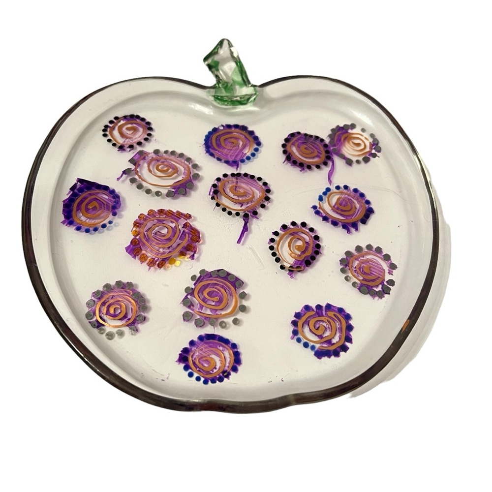 Apple Glass Painted Design Condiment Tray